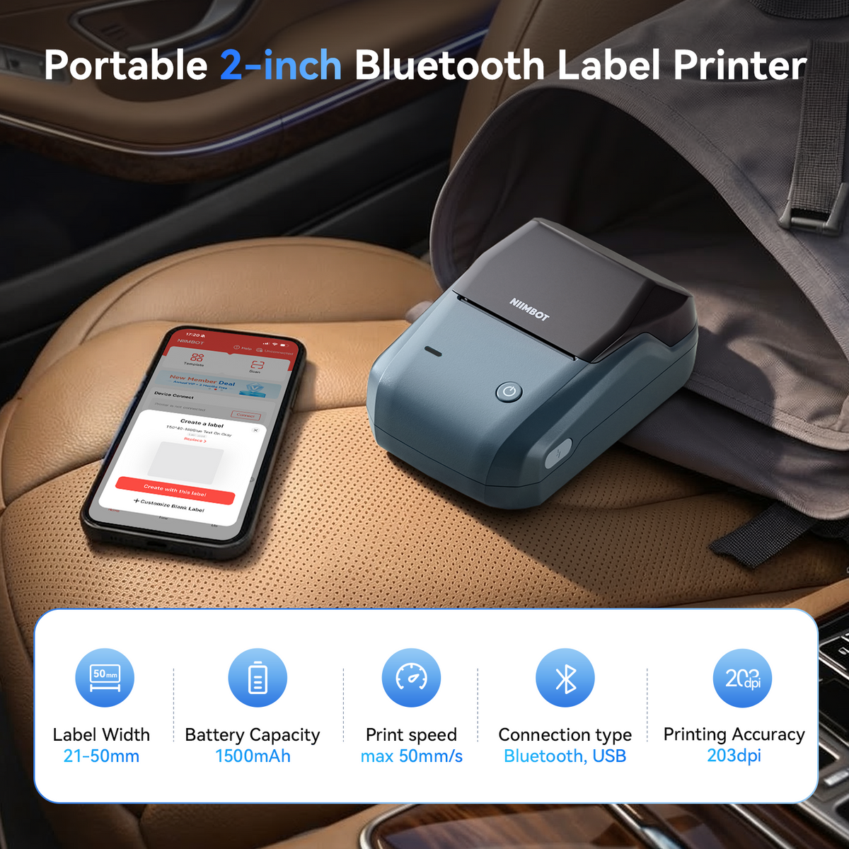 NIIMBOT - B1 Bluetooth Label Printer Incl Label Roll