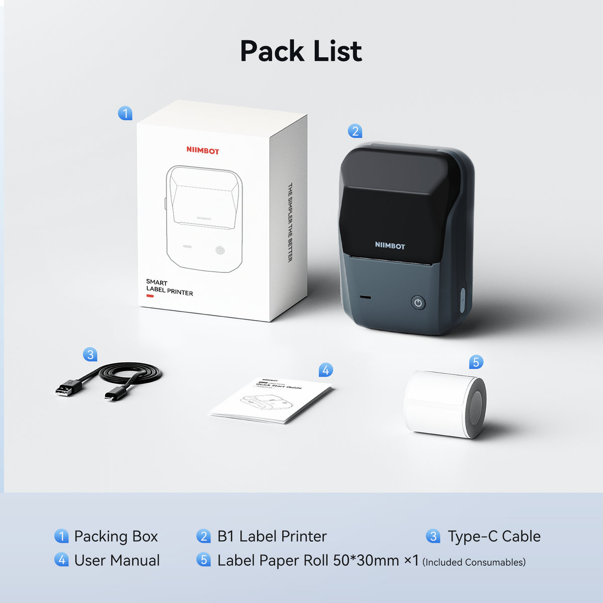 NIIMBOT - B1 Bluetooth Label Printer Incl Label Roll