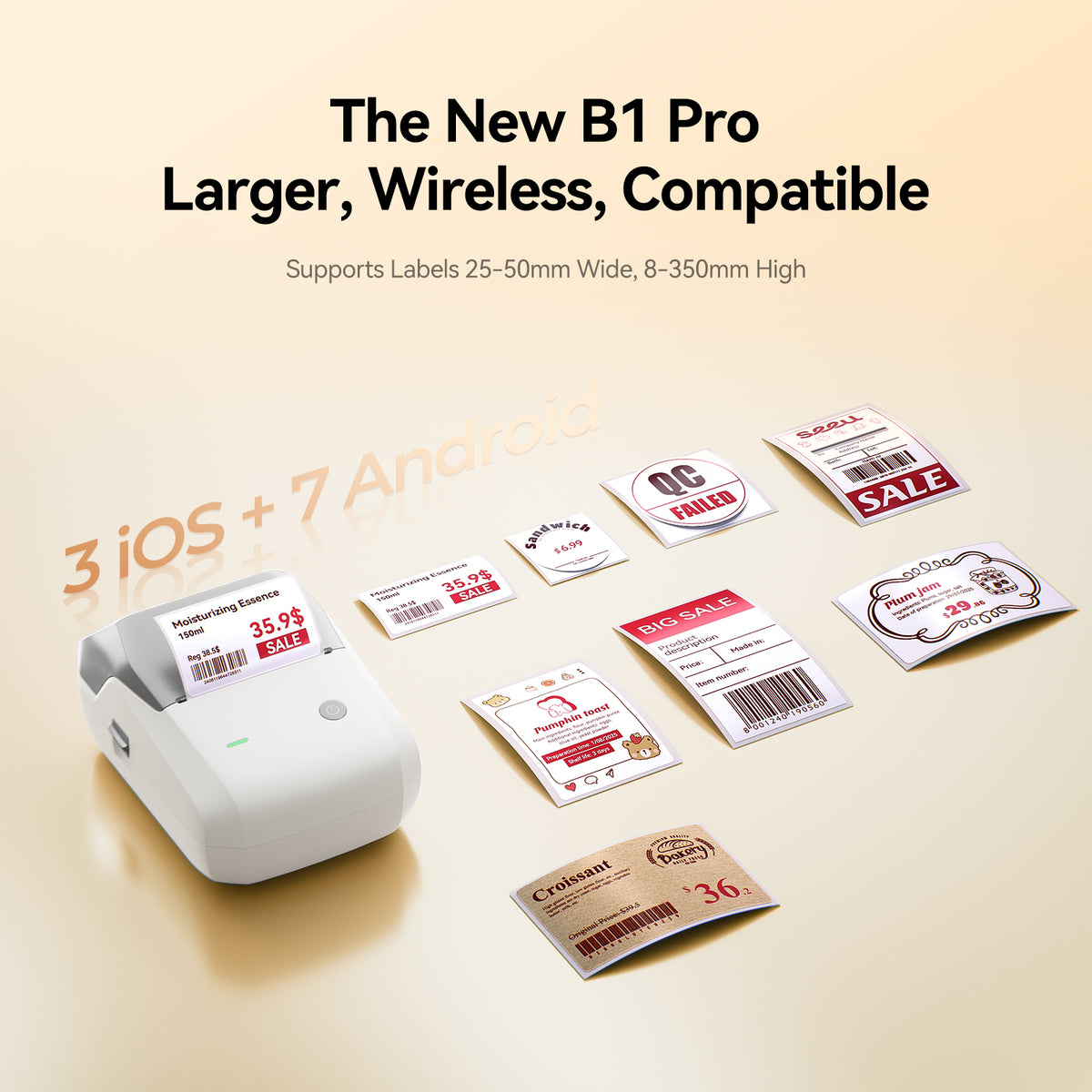 NIIMBOT - B1 Pro 300dpi Bluetooth Label Printer Incl Label Roll