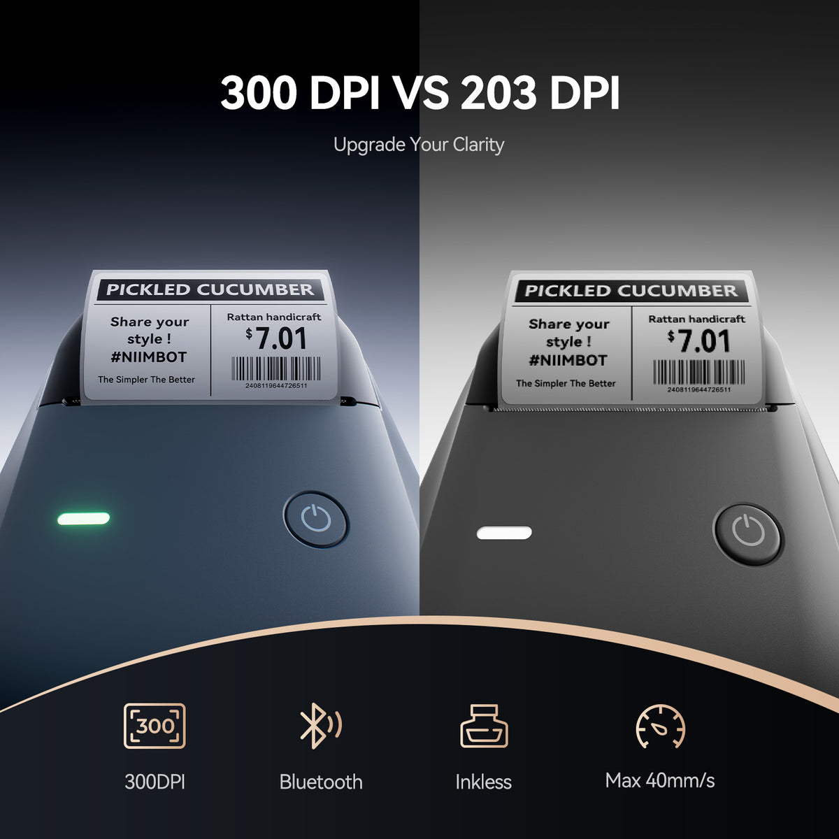 NIIMBOT - B1 Pro 300dpi Bluetooth Label Printer Incl Label Roll