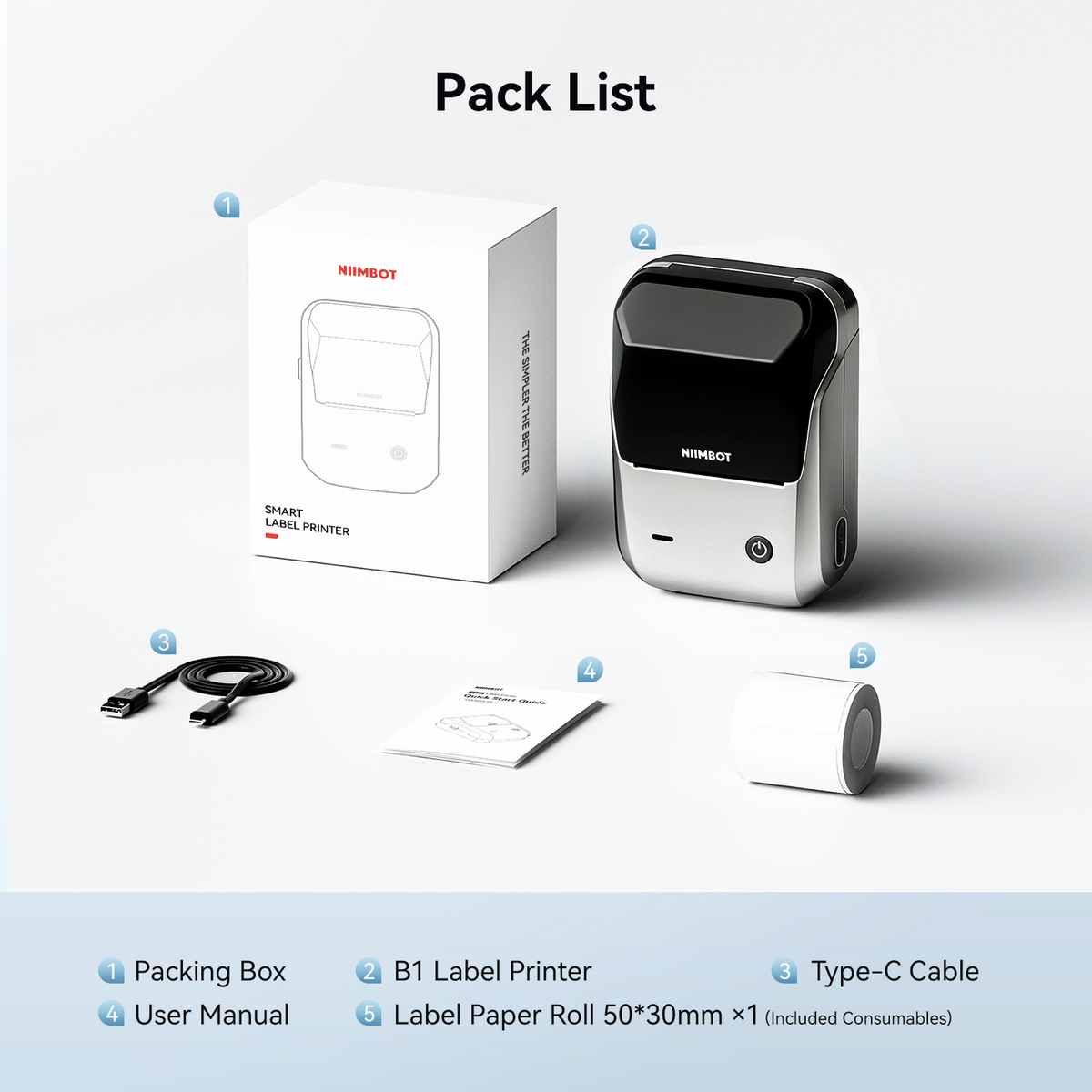 NIIMBOT - B1 Bluetooth Label Printer Incl Label Roll