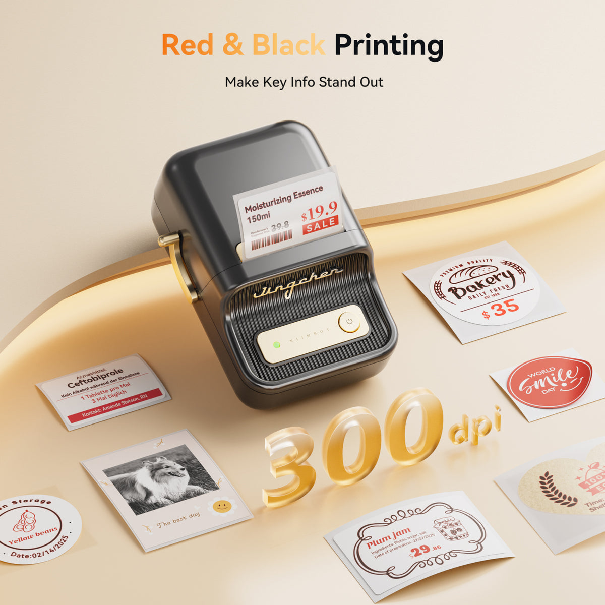 NIIMBOT - B21 Pro 300dpi Bluetooth Label Printer Incl Label Roll