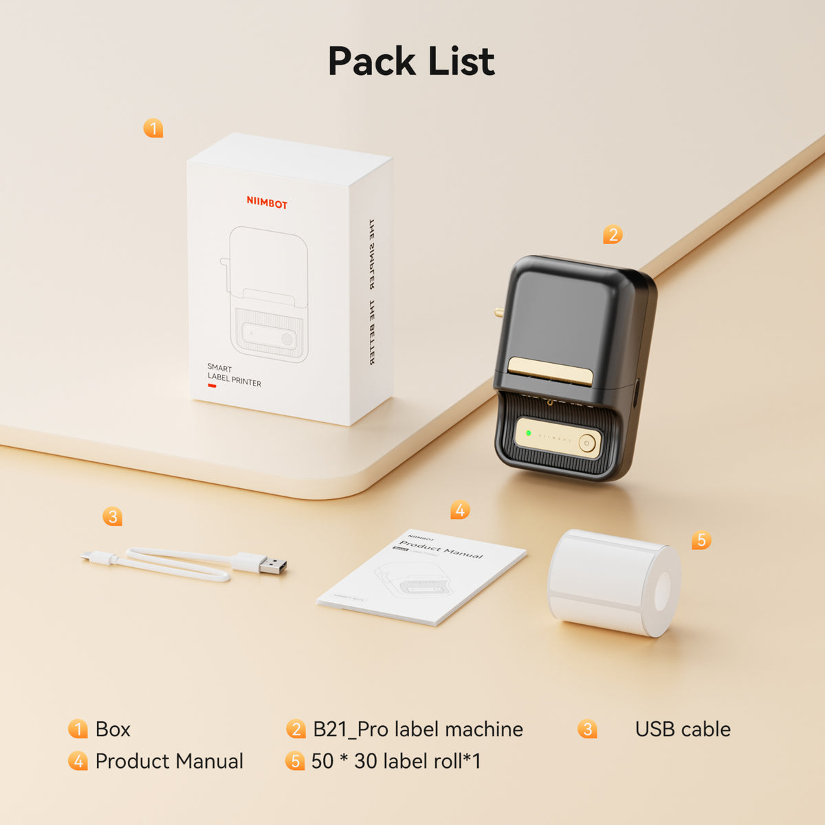 NIIMBOT - B21 Pro 300dpi Bluetooth Label Printer Incl Label Roll