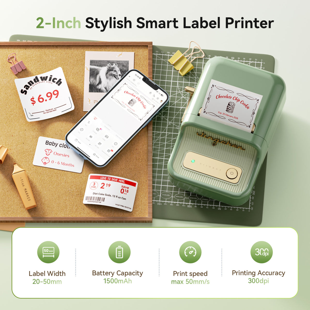 NIIMBOT - B21 Pro 300dpi Bluetooth Label Printer Incl Label Roll