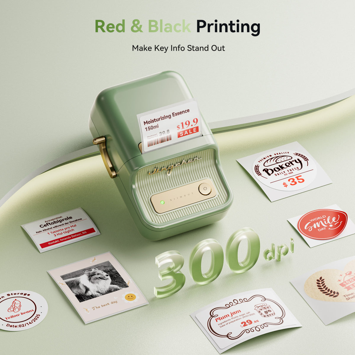 NIIMBOT - B21 Pro 300dpi Bluetooth Label Printer Incl Label Roll