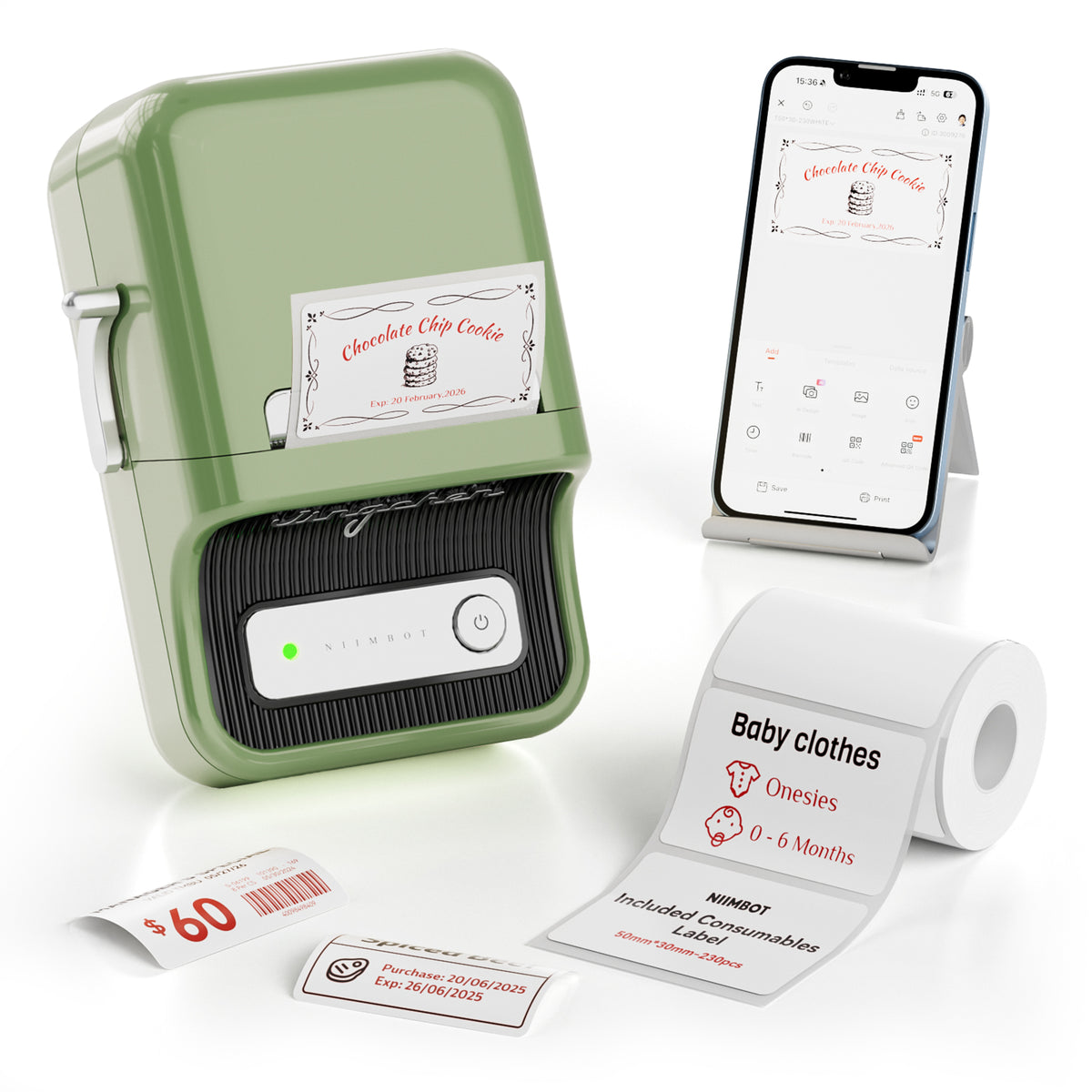 NIIMBOT - B21 Pro 300dpi Bluetooth Label Printer Incl Label Roll