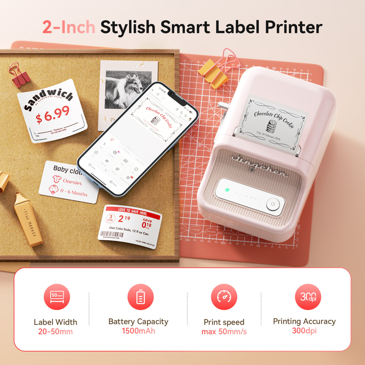 NIIMBOT - B21 Pro 300dpi Bluetooth Label Printer Incl Label Roll