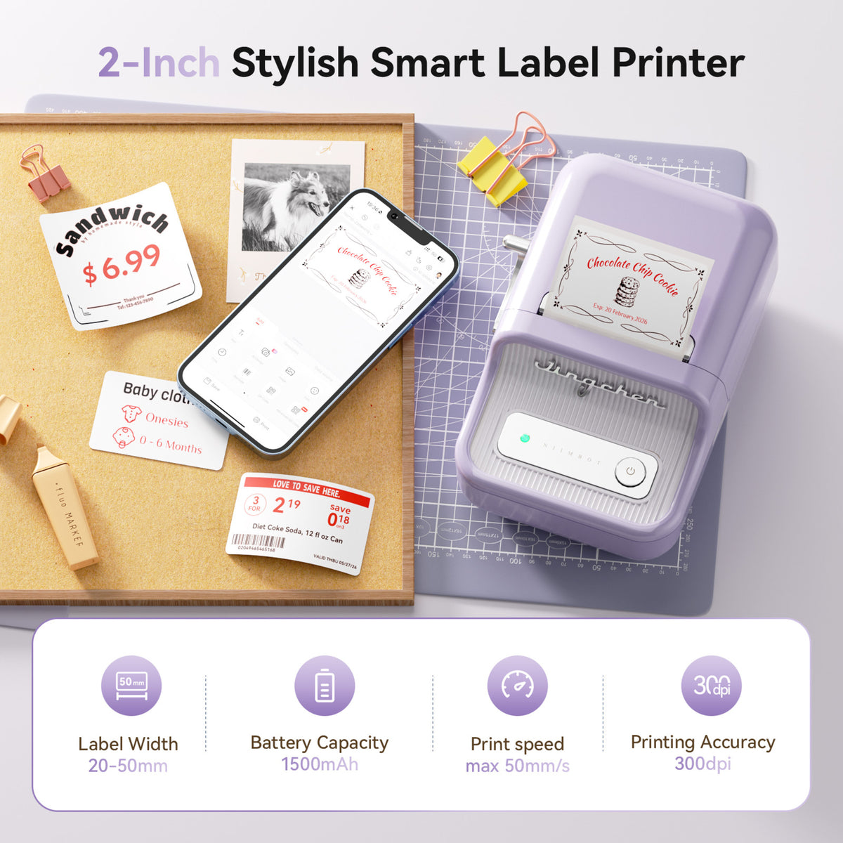NIIMBOT - B21 Pro 300dpi Bluetooth Label Printer Incl Label Roll