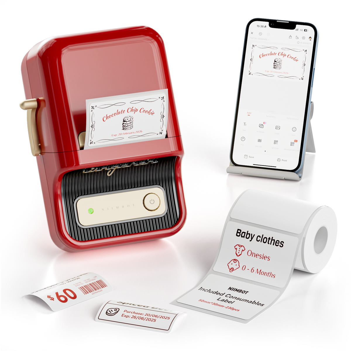 NIIMBOT - B21 Pro 300dpi Bluetooth Label Printer Incl Label Roll