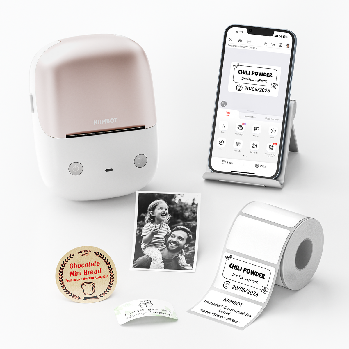 NIIMBOT - B2 Pro 300dpi Bluetooth Label Printer Incl Label Roll