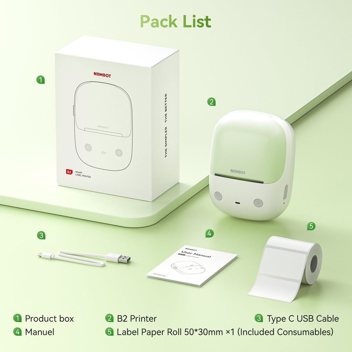 NIIMBOT - B2 Bluetooth Label Printer Incl Label Roll