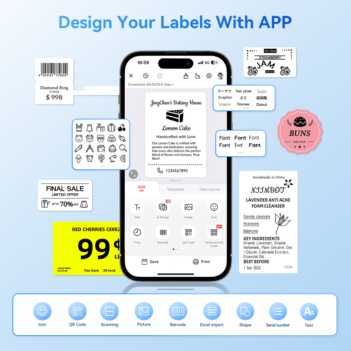 NIIMBOT - B31 Bluetooth Label Printer Incl Label Roll