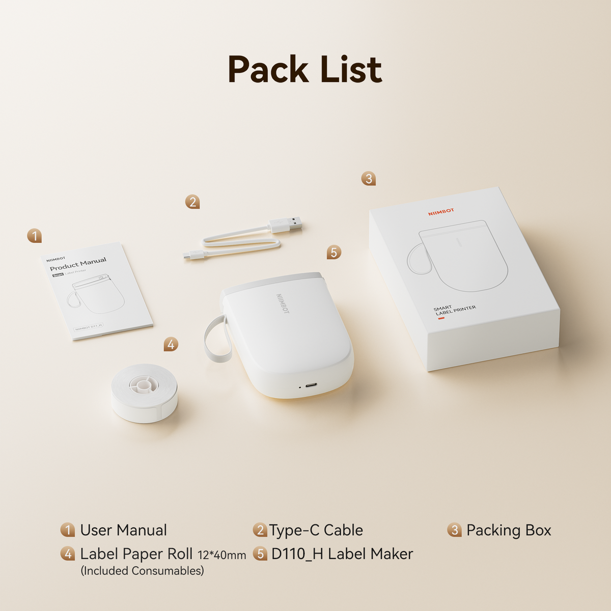 NIIMBOT - D11_H 300dpi Bluetooth Label Printer Incl Label Roll