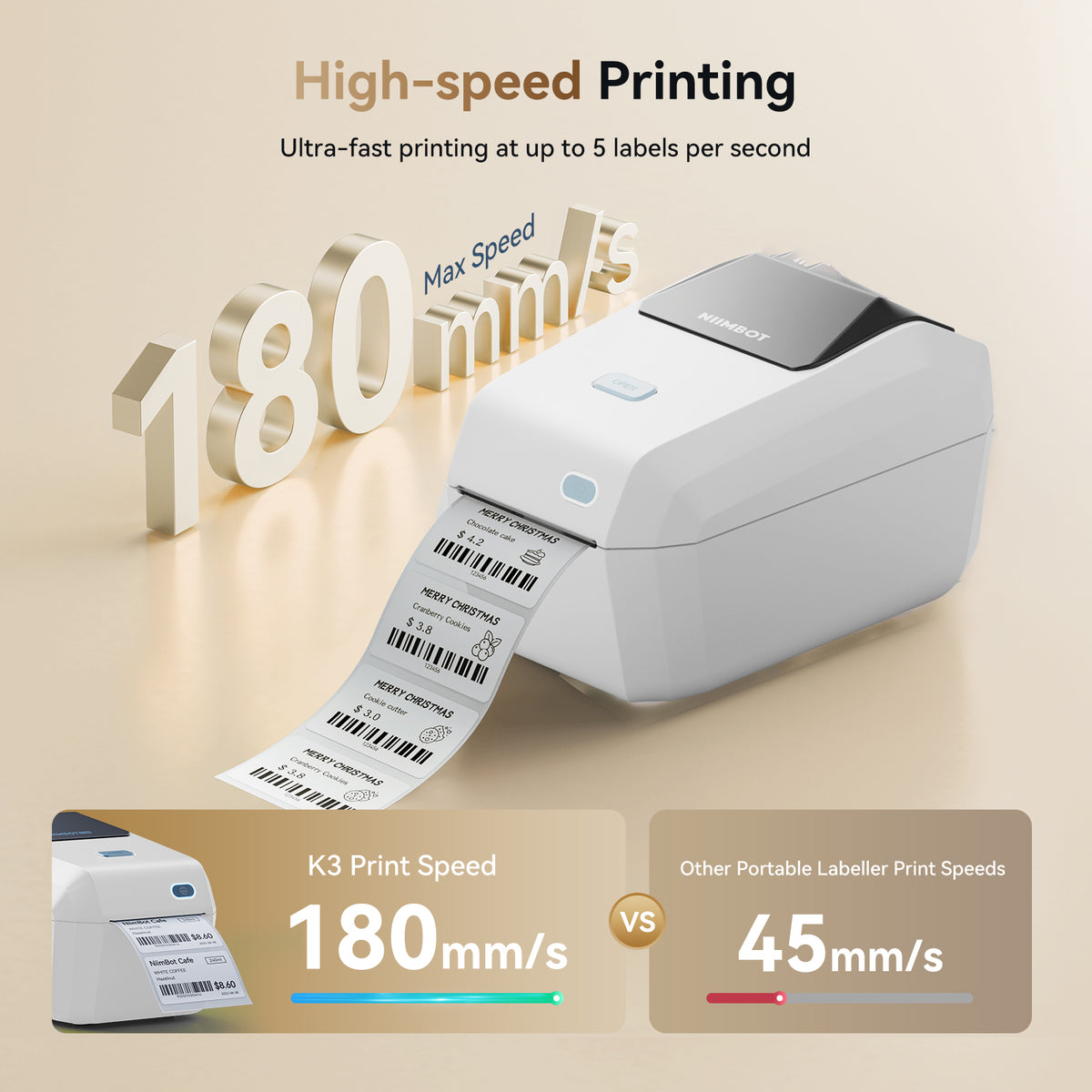 NIIMBOT - K3 Bluetooth Label Printer Incl Label Roll