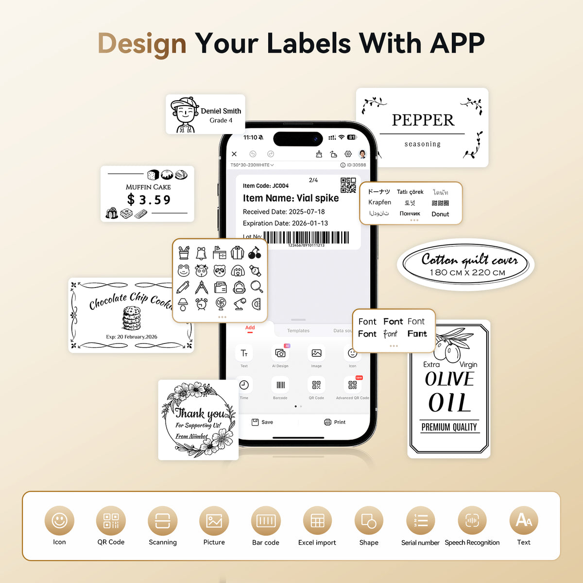 NIIMBOT - K3_W Bluetooth & WiFi Label Printer Incl Label Roll