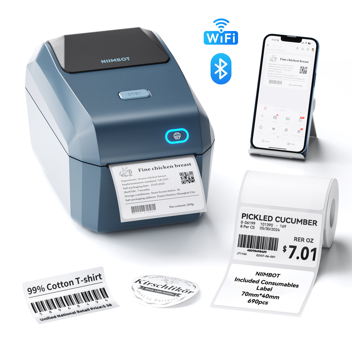 NIIMBOT - K3_W Bluetooth & WiFi Label Printer Incl Label Roll