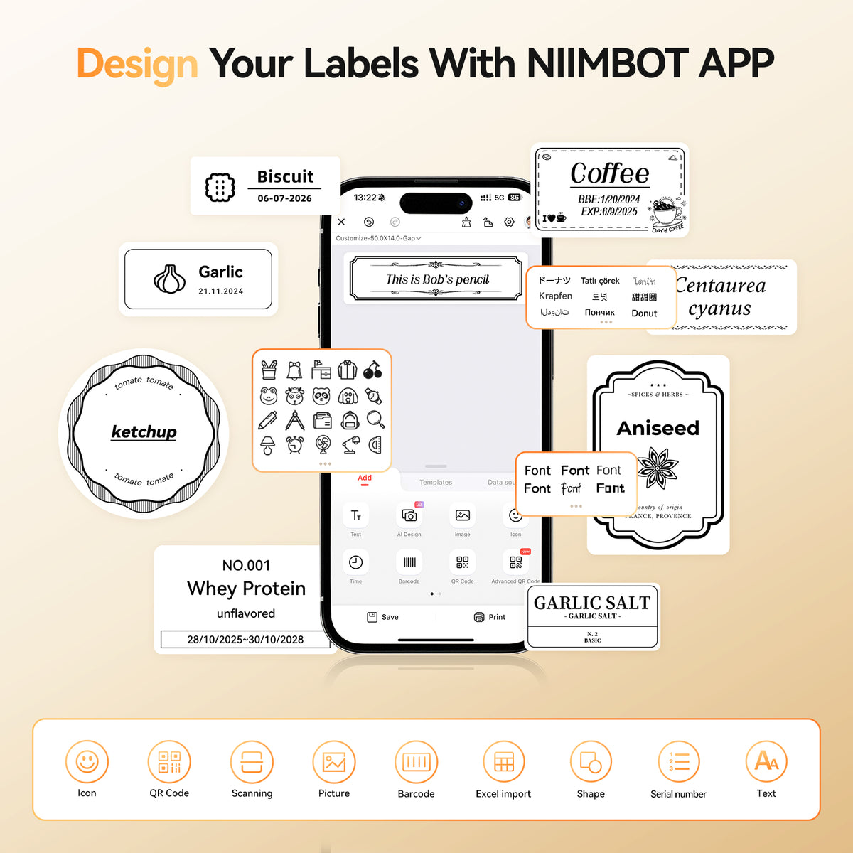 NIIMBOT - B21S Bluetooth Label Printer Incl Label Roll