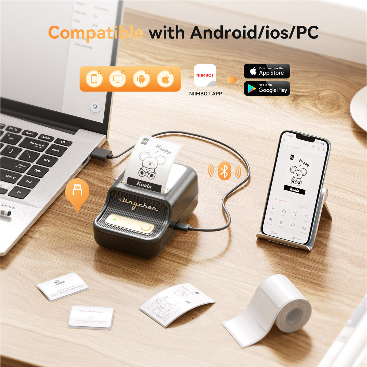 NIIMBOT - B21S Bluetooth Label Printer Incl Label Roll