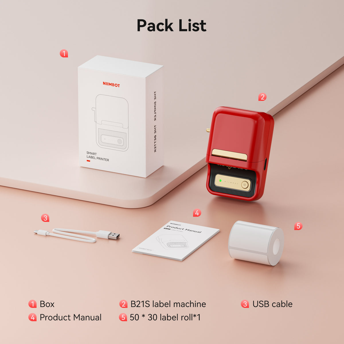 NIIMBOT - B21S Bluetooth Label Printer Incl Label Roll