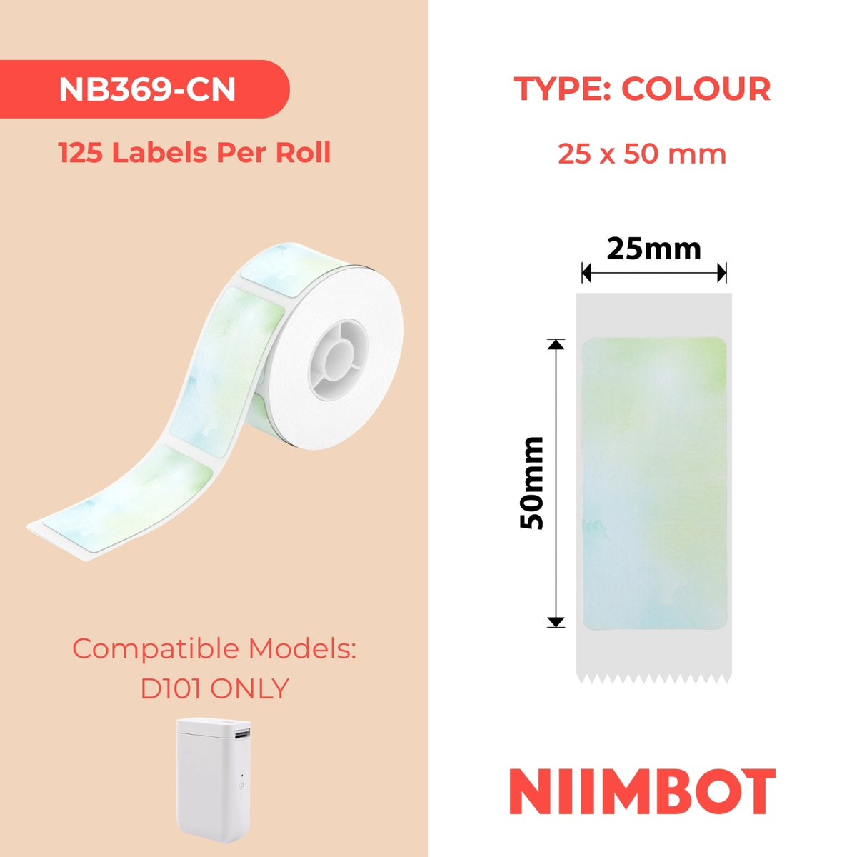 NIIMBOT - D101 Only - 25x50mm - Morning - 125 Labels - CN