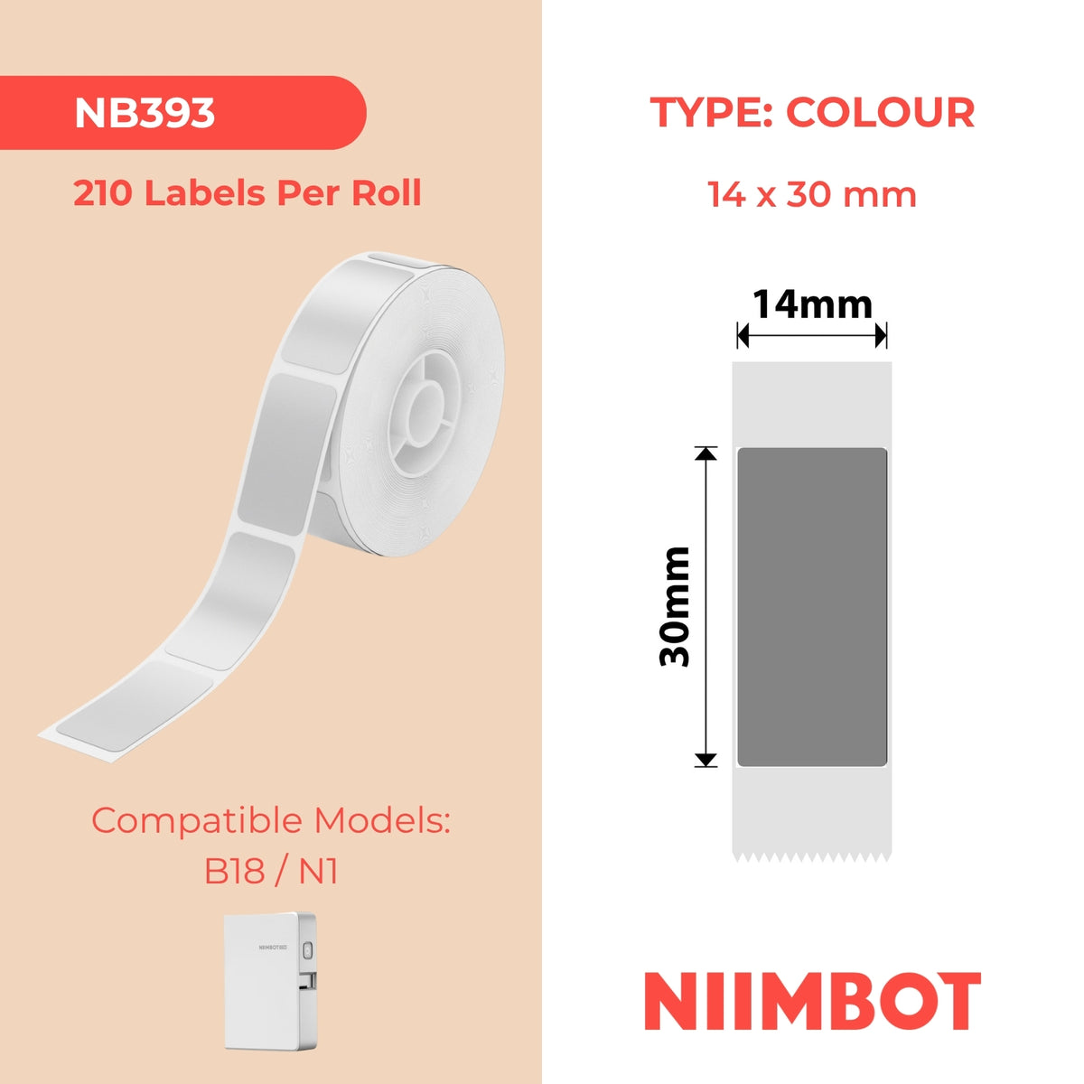 NIIMBOT - N1 - 14x30mm - Silver - 210 Labels