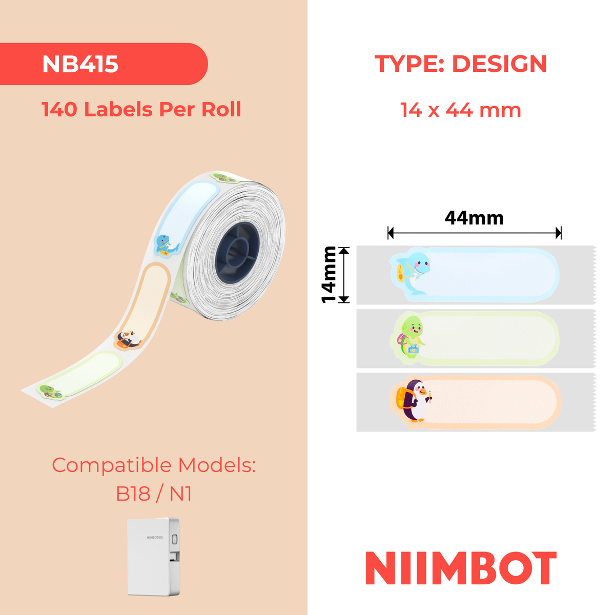 NIIMBOT - N1 - 14x44mm - Go To School - 140 Labels