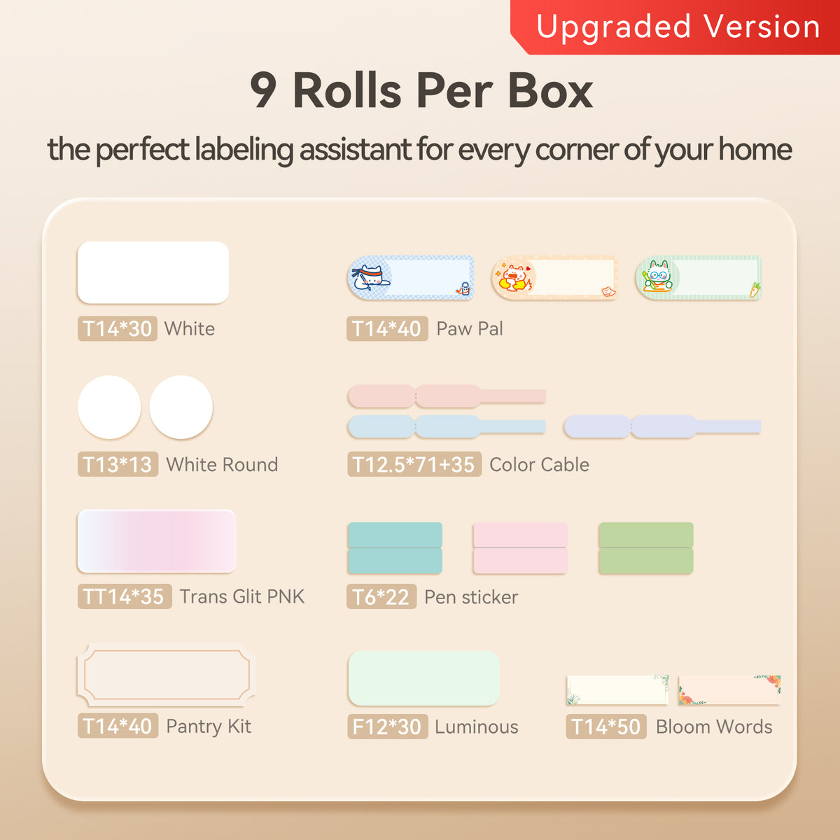 NIIMBOT - D Range - Tag Master Home Use Label Set - 9 Assorted Rolls - 660 Labels