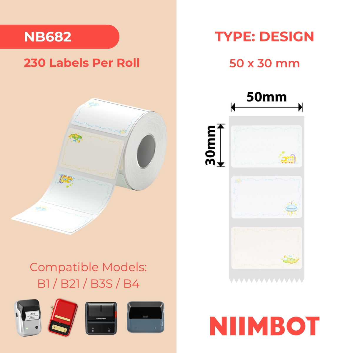 NIIMBOT - B Range - 50x30mm - Travel The World - 230 Labels