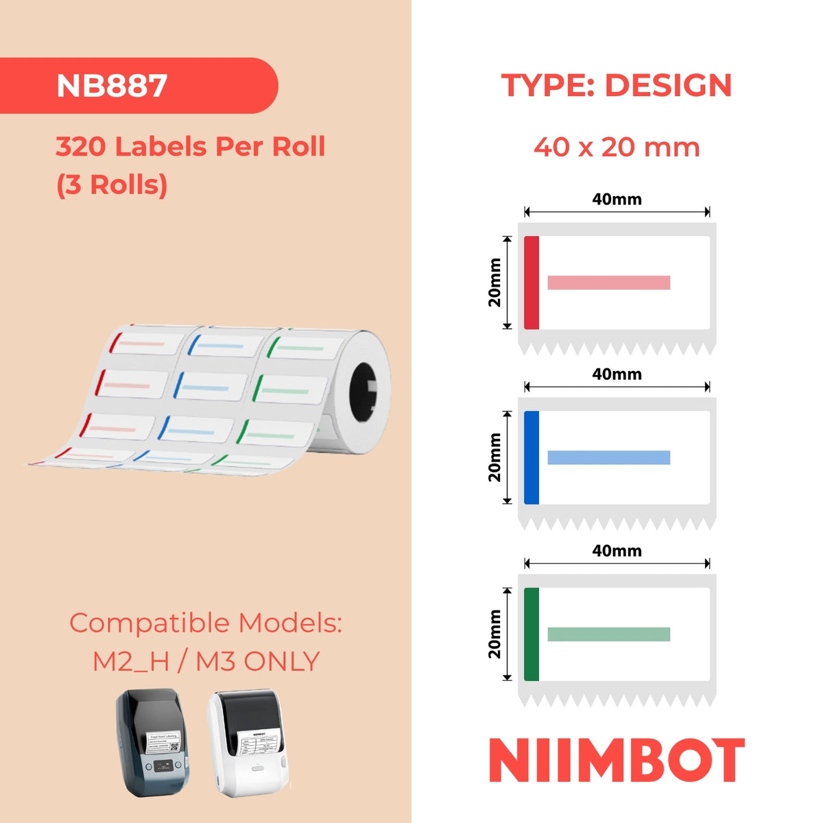 NIIMBOT - M Range - Package Multicolor Set - 3 Rolls