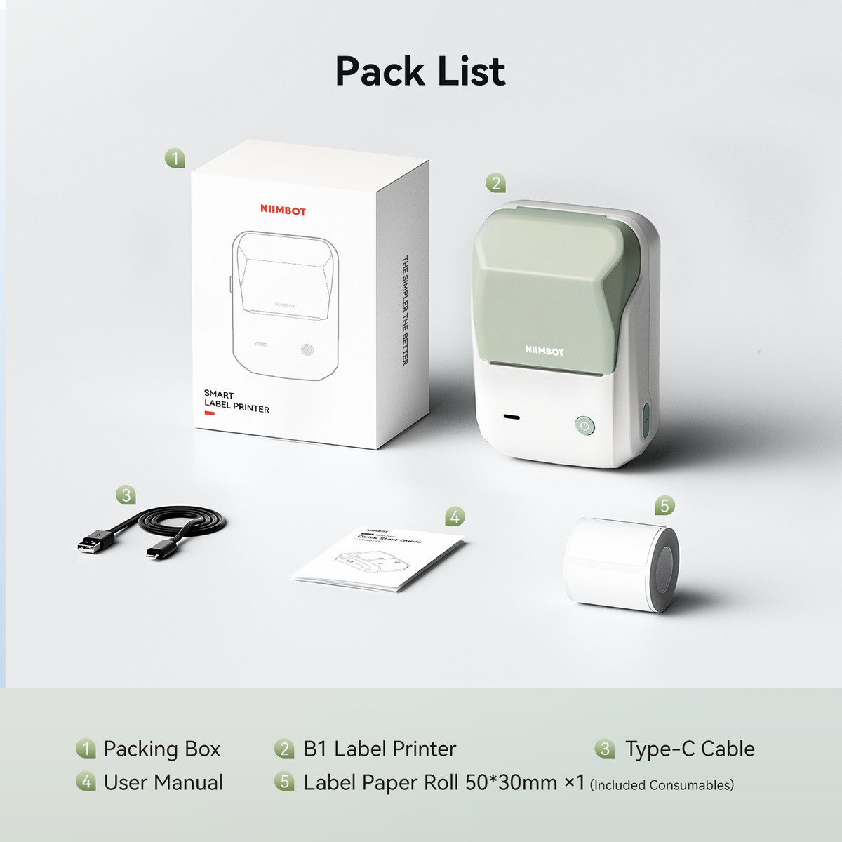 NIIMBOT - B1 Bluetooth Label Printer Incl Label Roll