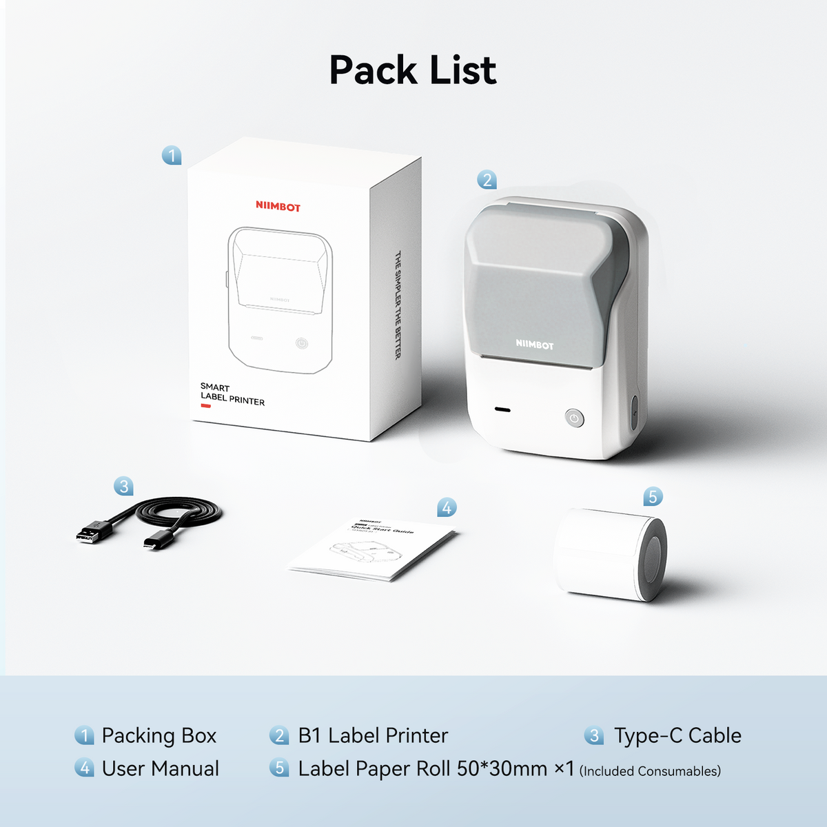 NIIMBOT - B1 Bluetooth Label Printer Incl Label Roll