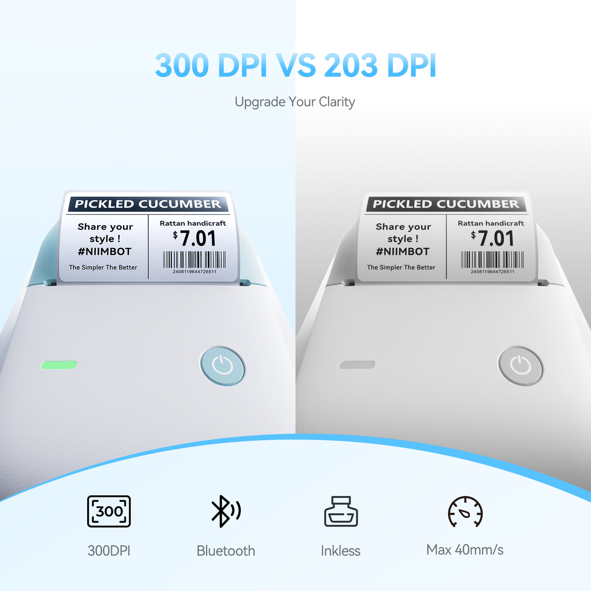 NIIMBOT - B1 Pro 300dpi Bluetooth Label Printer Incl Label Roll