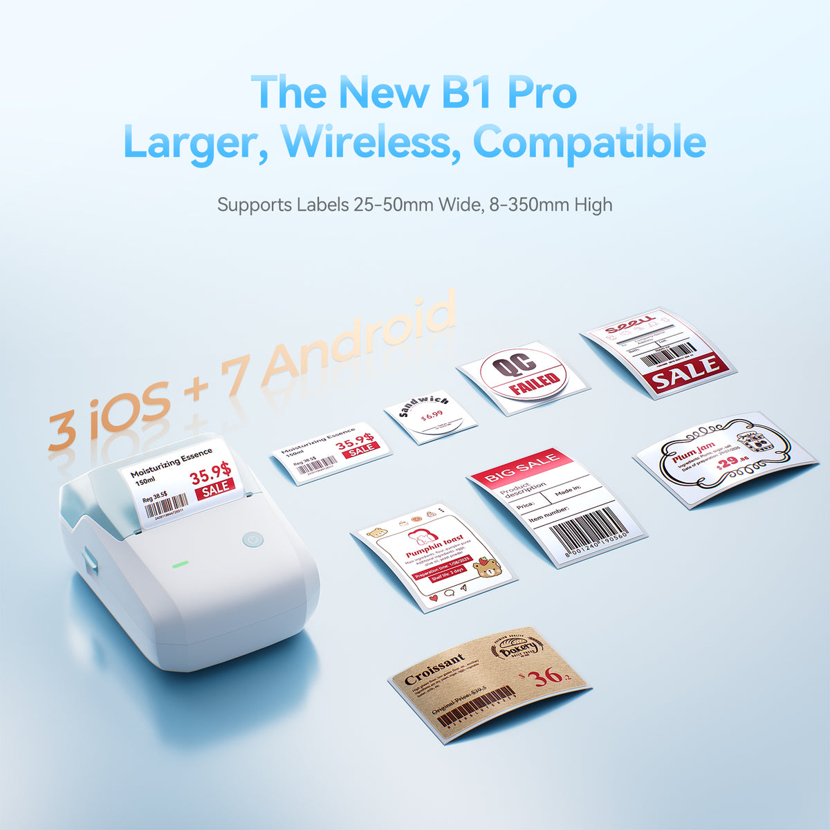 NIIMBOT - B1 Pro 300dpi Bluetooth Label Printer Incl Label Roll