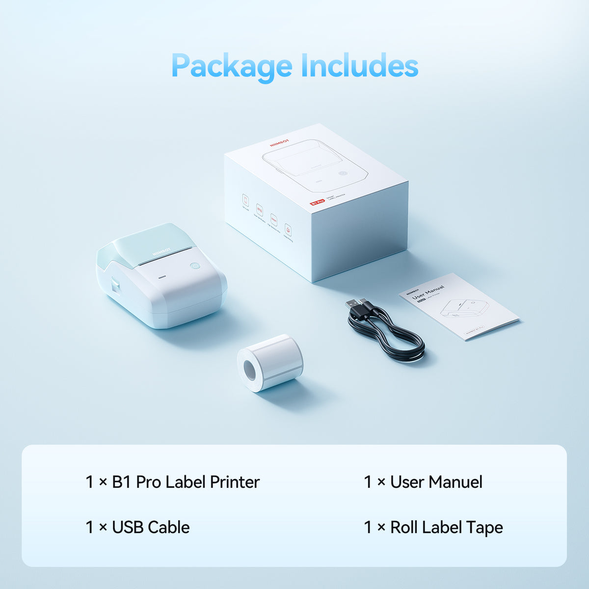 NIIMBOT - B1 Pro 300dpi Bluetooth Label Printer Incl Label Roll
