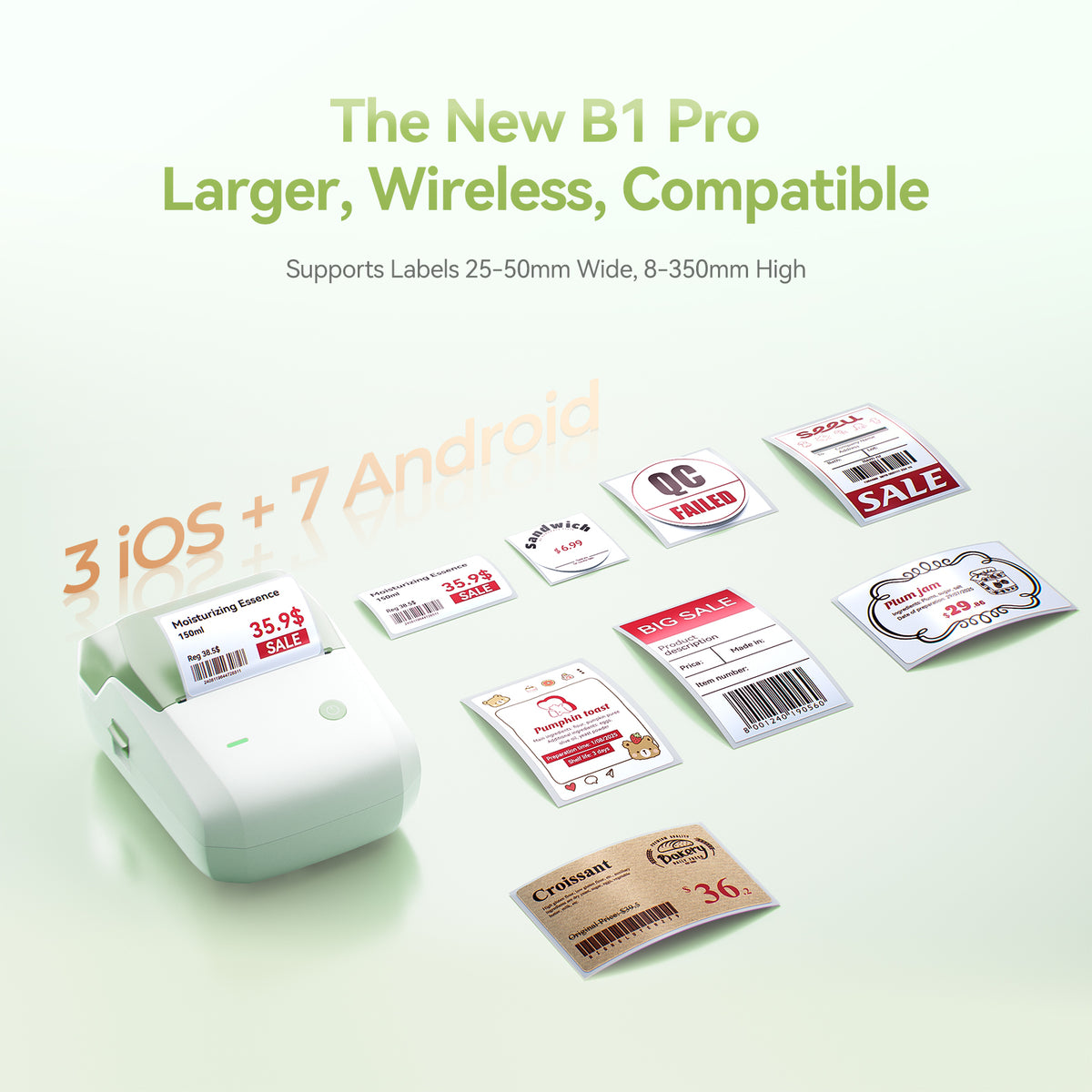 NIIMBOT - B1 Pro 300dpi Bluetooth Label Printer Incl Label Roll