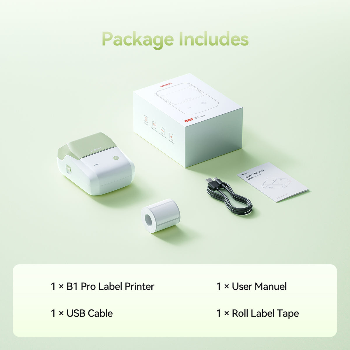 NIIMBOT - B1 Pro 300dpi Bluetooth Label Printer Incl Label Roll