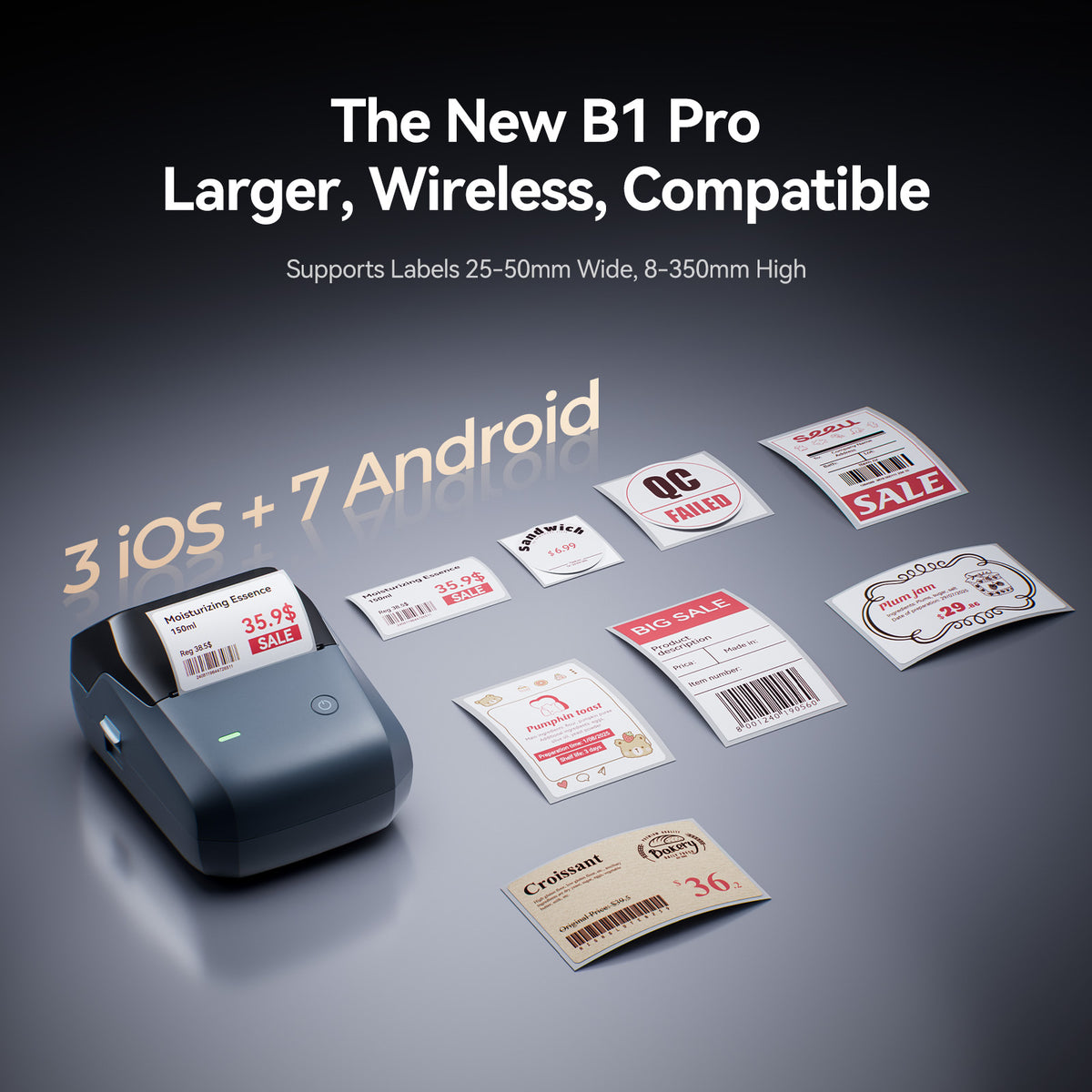 NIIMBOT - B1 Pro 300dpi Bluetooth Label Printer Incl Label Roll
