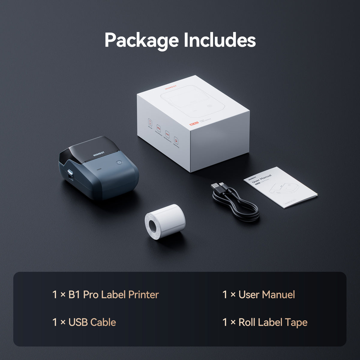 NIIMBOT - B1 Pro 300dpi Bluetooth Label Printer Incl Label Roll