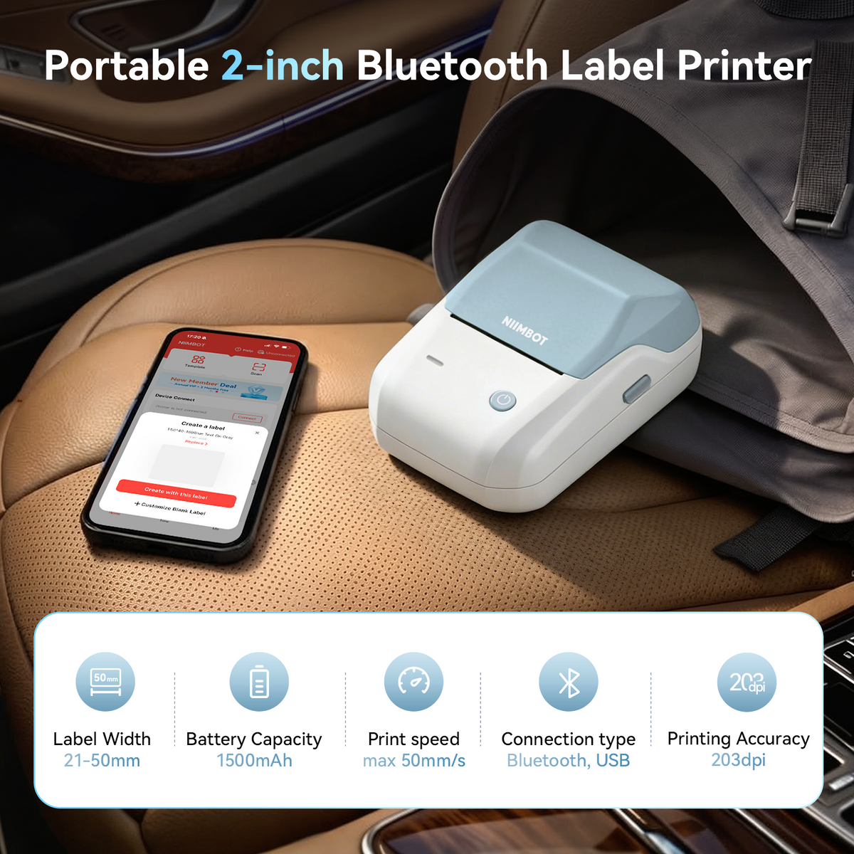 NIIMBOT - B1 Bluetooth Label Printer Incl Label Roll