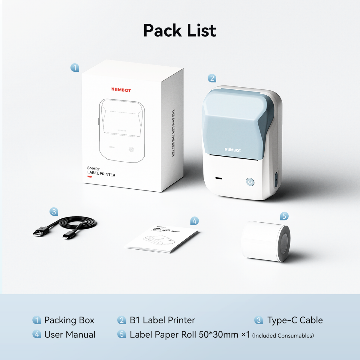 NIIMBOT - B1 Bluetooth Label Printer Incl Label Roll