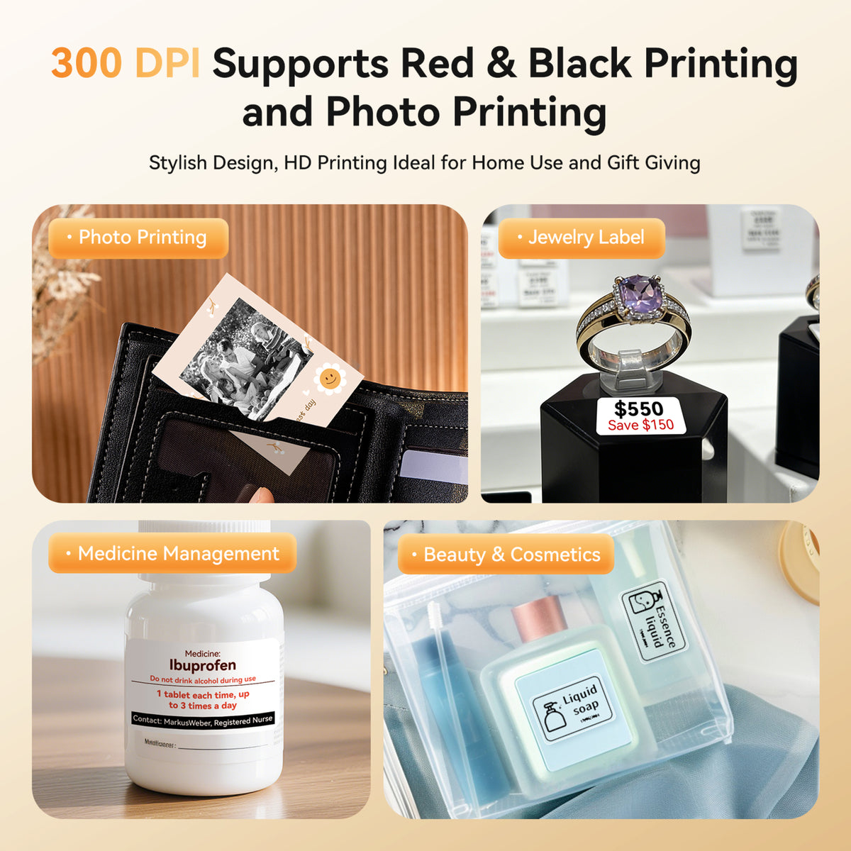 NIIMBOT - B21 Pro 300dpi Bluetooth Label Printer Incl Label Roll