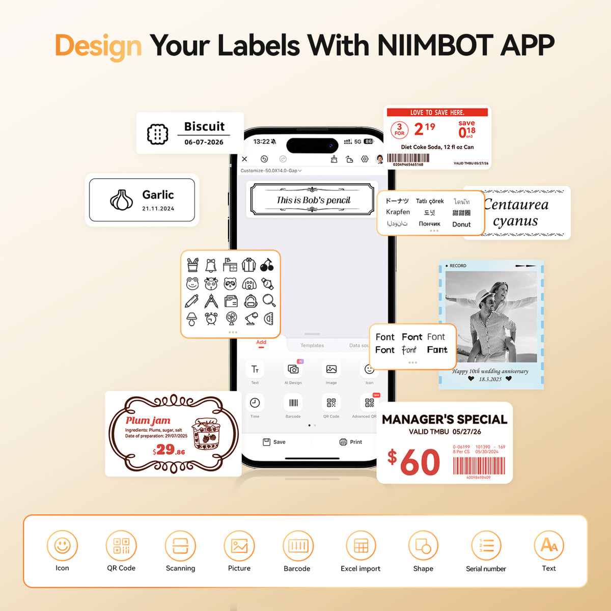 NIIMBOT - B21 Pro 300dpi Bluetooth Label Printer Incl Label Roll