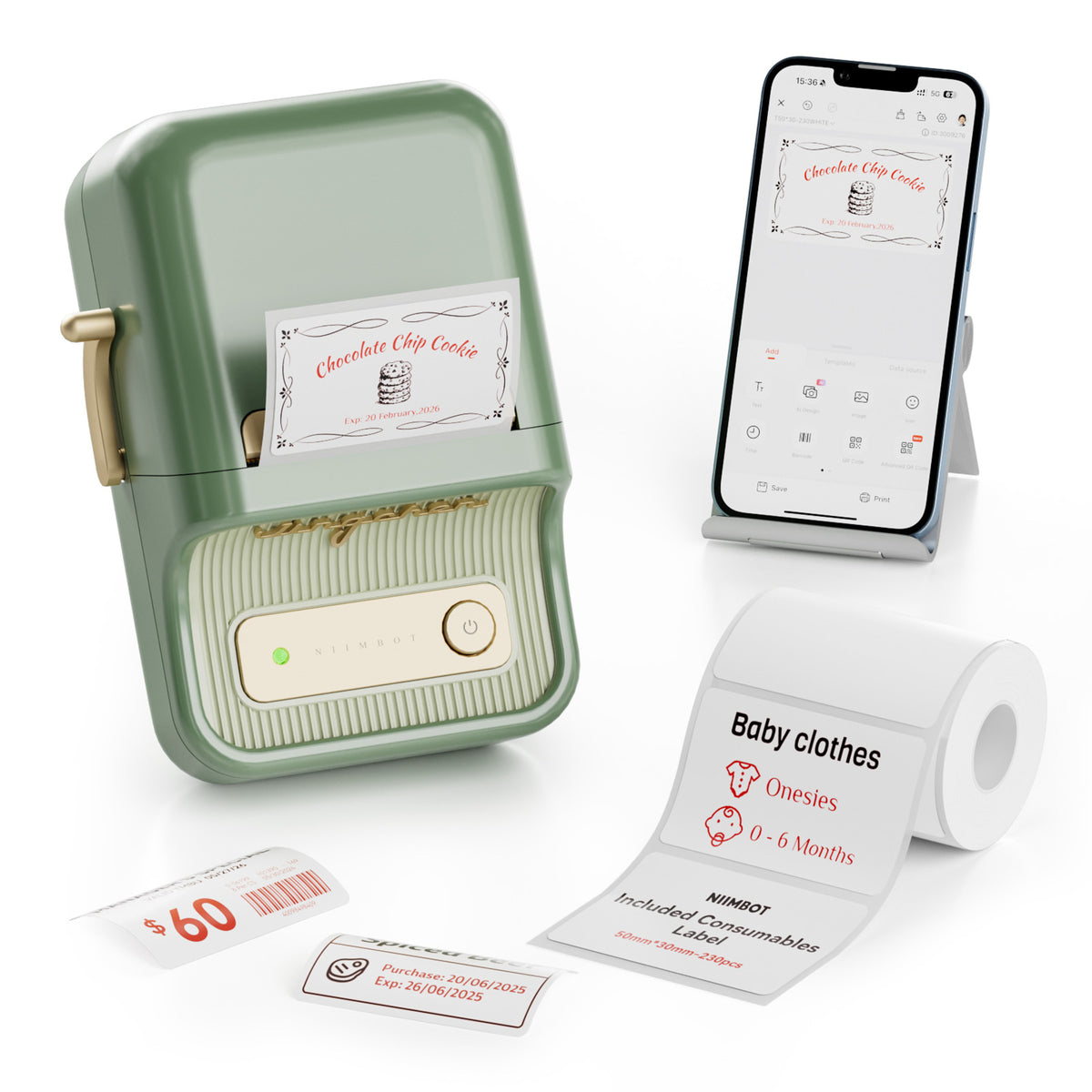 NIIMBOT - B21 Pro 300dpi Bluetooth Label Printer Incl Label Roll
