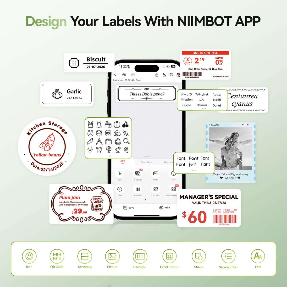 NIIMBOT - B21 Pro 300dpi Bluetooth Label Printer Incl Label Roll