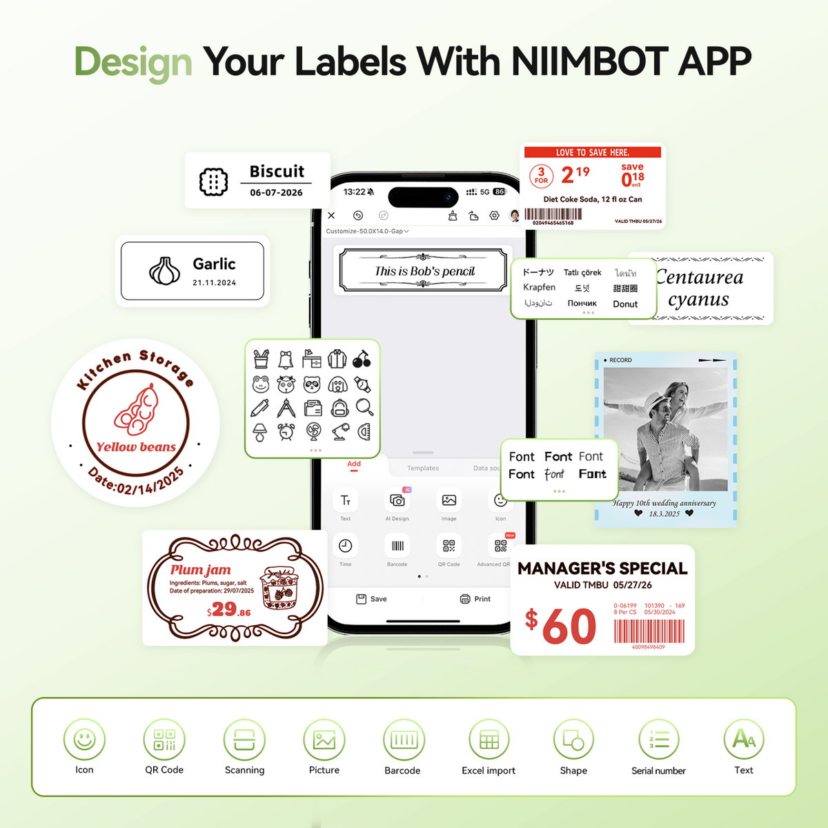 NIIMBOT - B21 Pro 300dpi Bluetooth Label Printer Incl Label Roll
