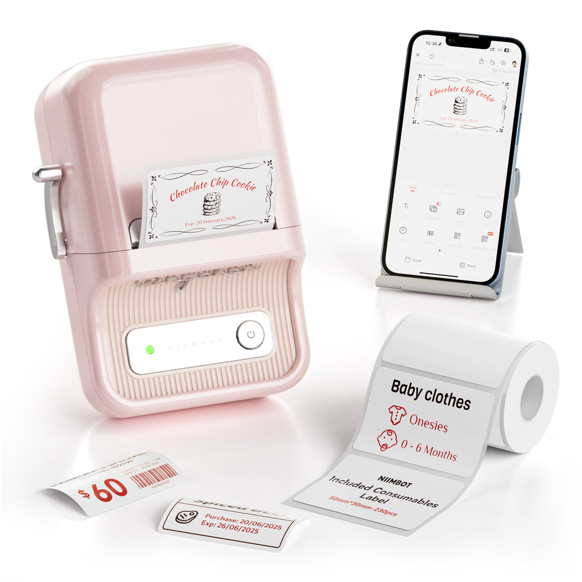 NIIMBOT - B21 Pro 300dpi Bluetooth Label Printer Incl Label Roll