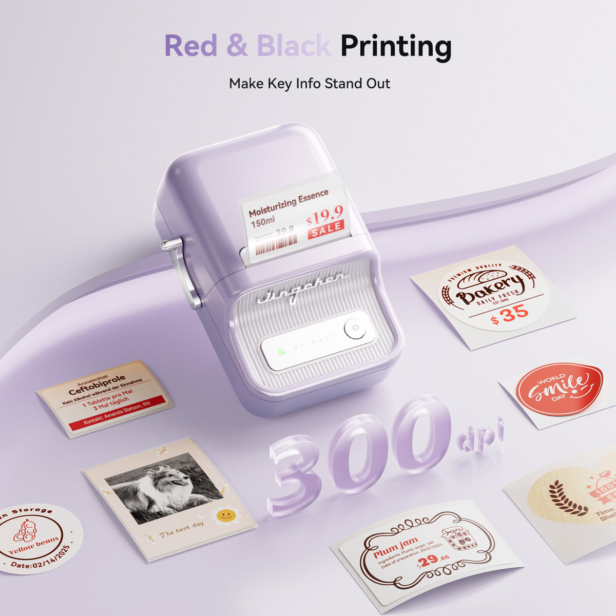 NIIMBOT - B21 Pro 300dpi Bluetooth Label Printer Incl Label Roll