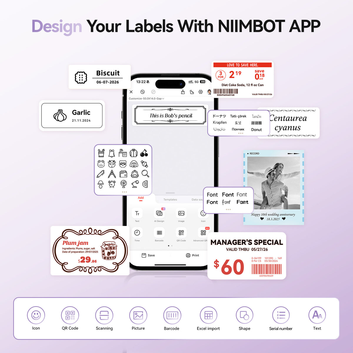 NIIMBOT - B21 Pro 300dpi Bluetooth Label Printer Incl Label Roll