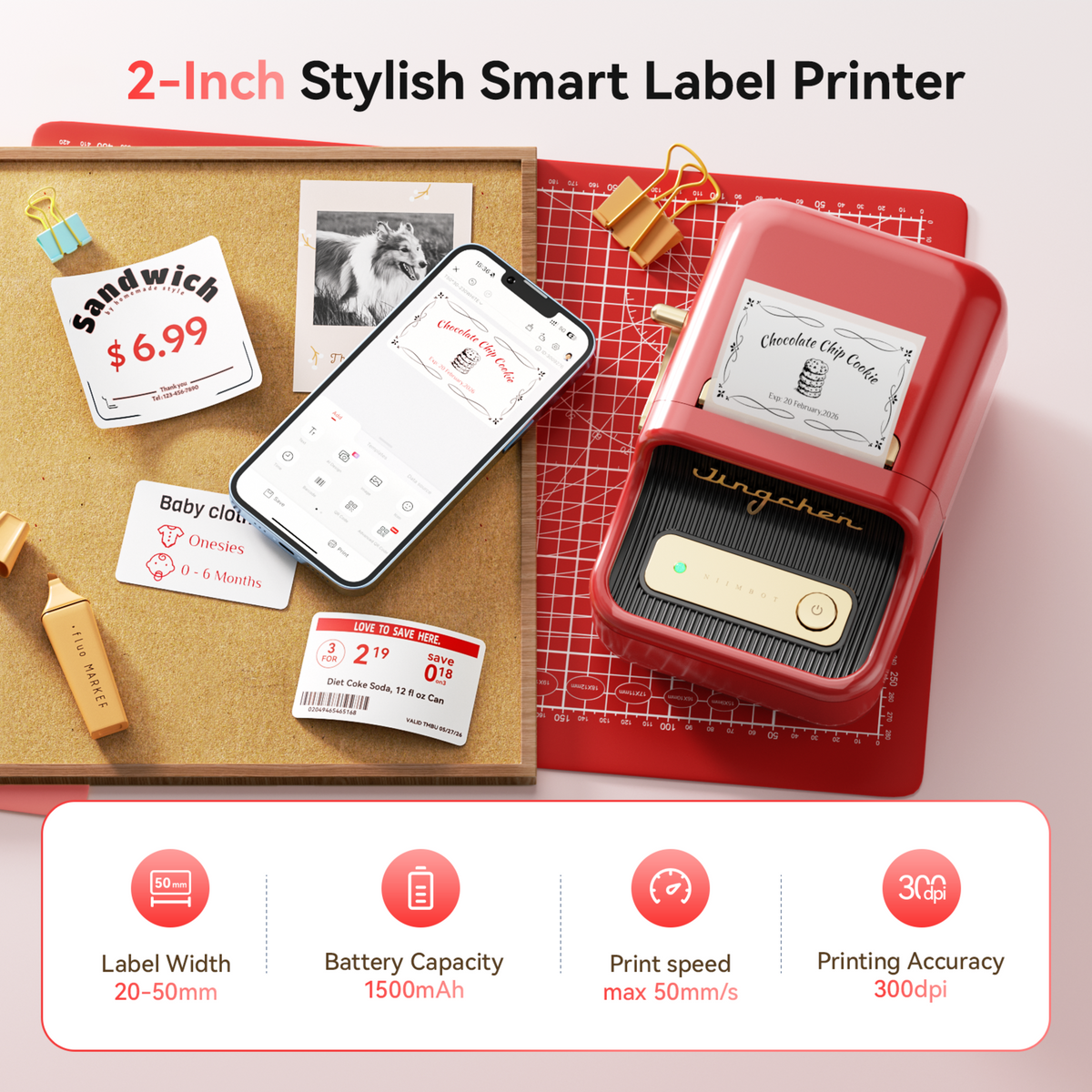 NIIMBOT - B21 Pro 300dpi Bluetooth Label Printer Incl Label Roll