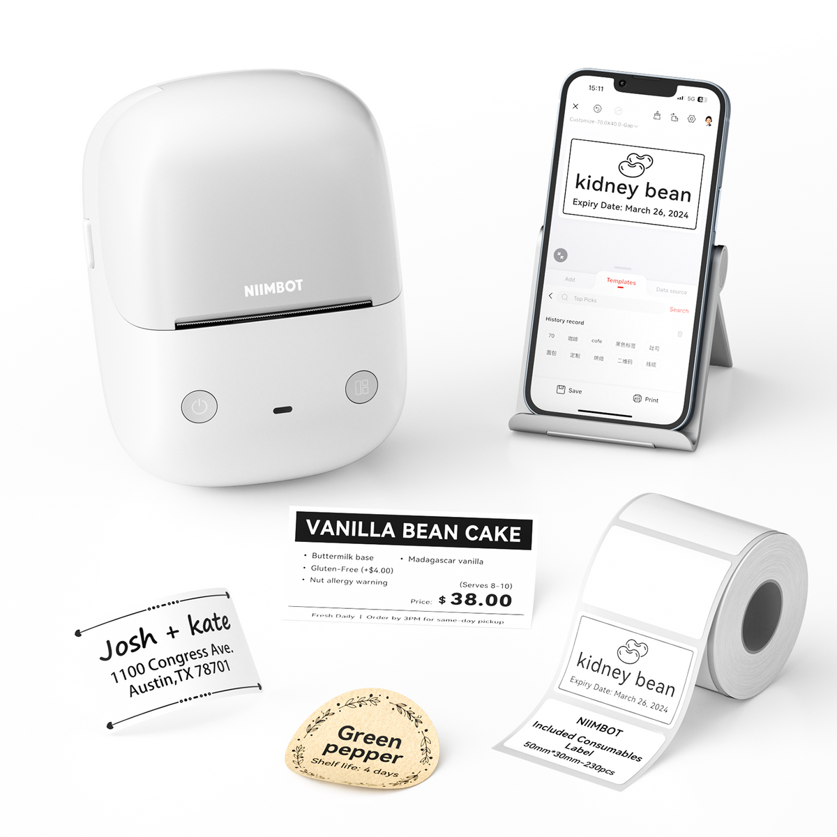 NIIMBOT - B2 Bluetooth Label Printer Incl Label Roll